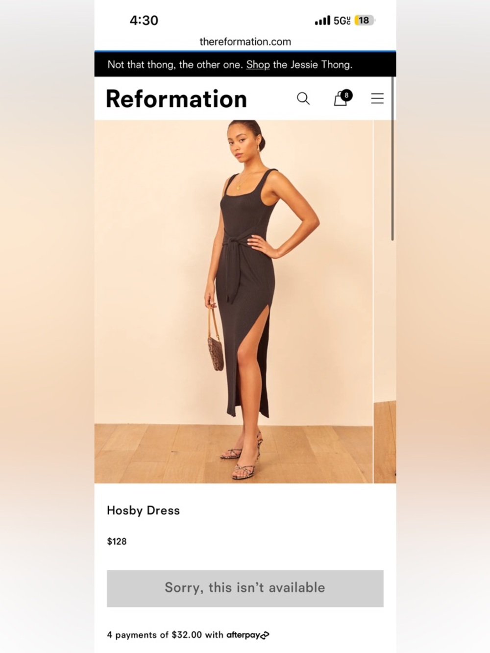Reformation Hosby Black Maxi Dress with Tie Waist